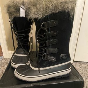 Sorel Black & Gray Women's Winter Rain Boots with Faux Fur Trim